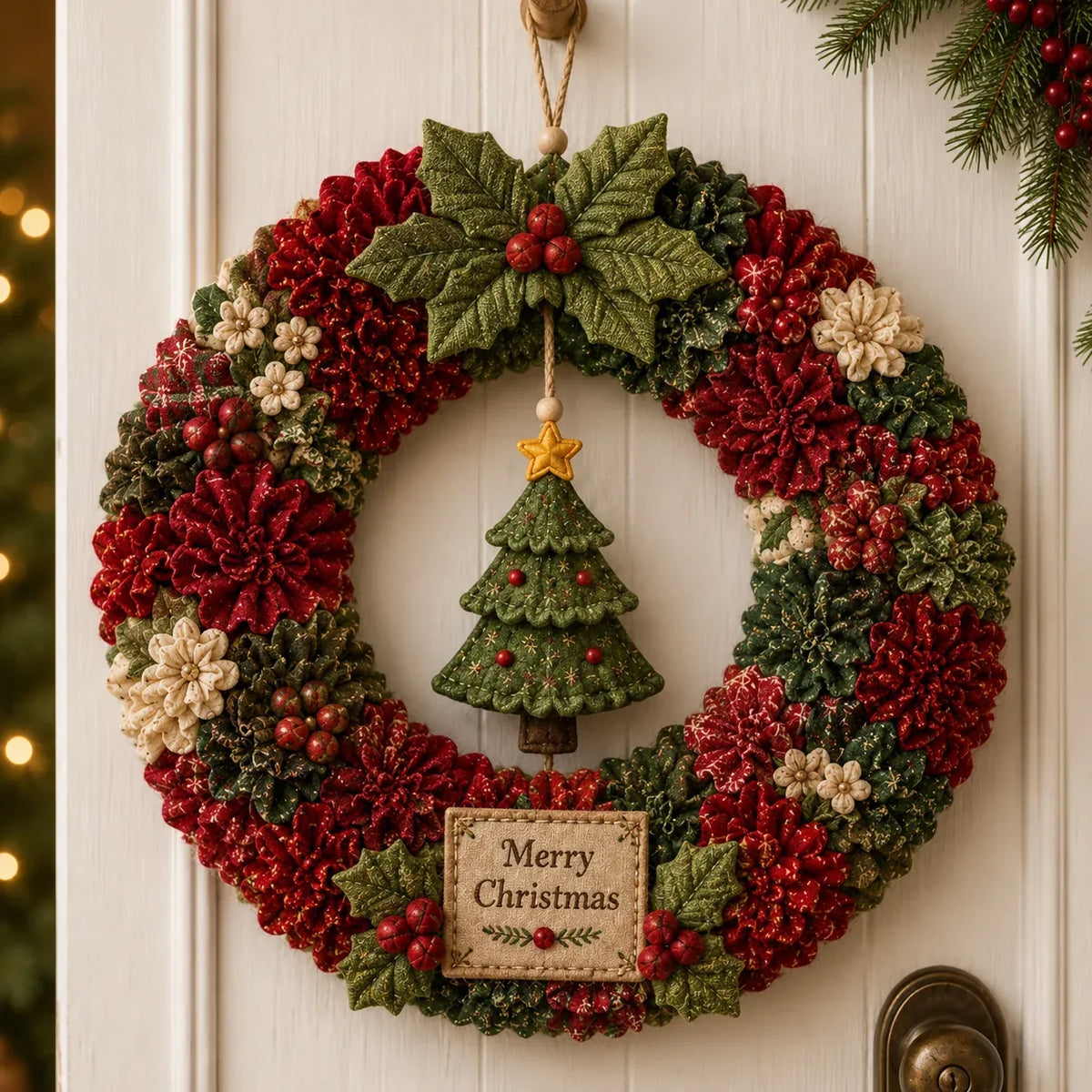 ๐ Christmas 3D Fabric Poke Wreath DIY Kit โจ