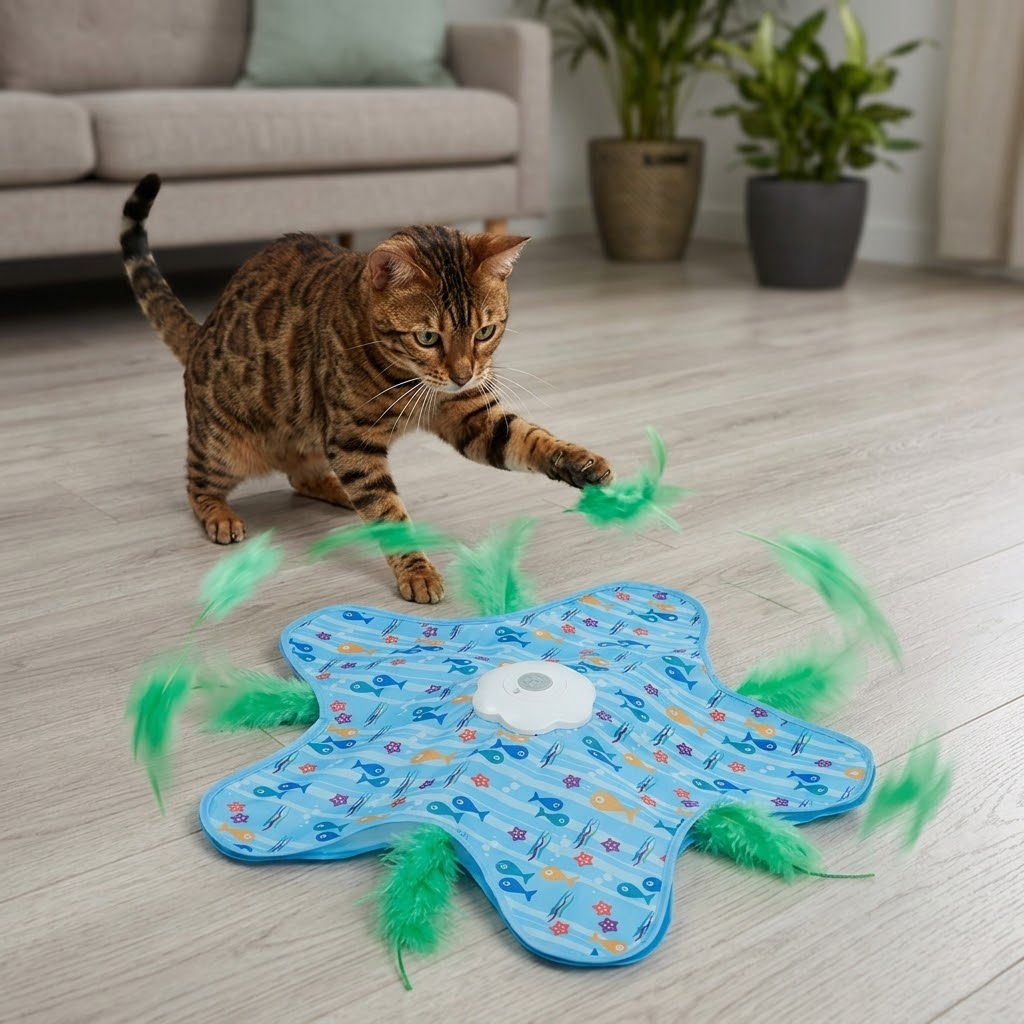 Smart Blue Star Interactive Feather Cat Toy