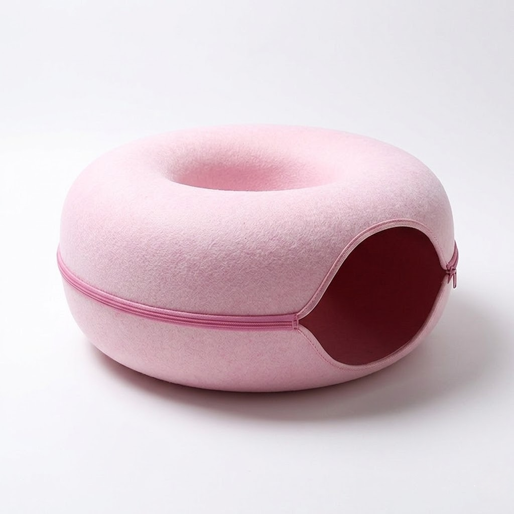 Premium Felt Donut Cat Bed & Play Tunnel