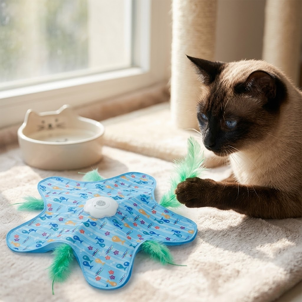 Smart Blue Star Interactive Feather Cat Toy