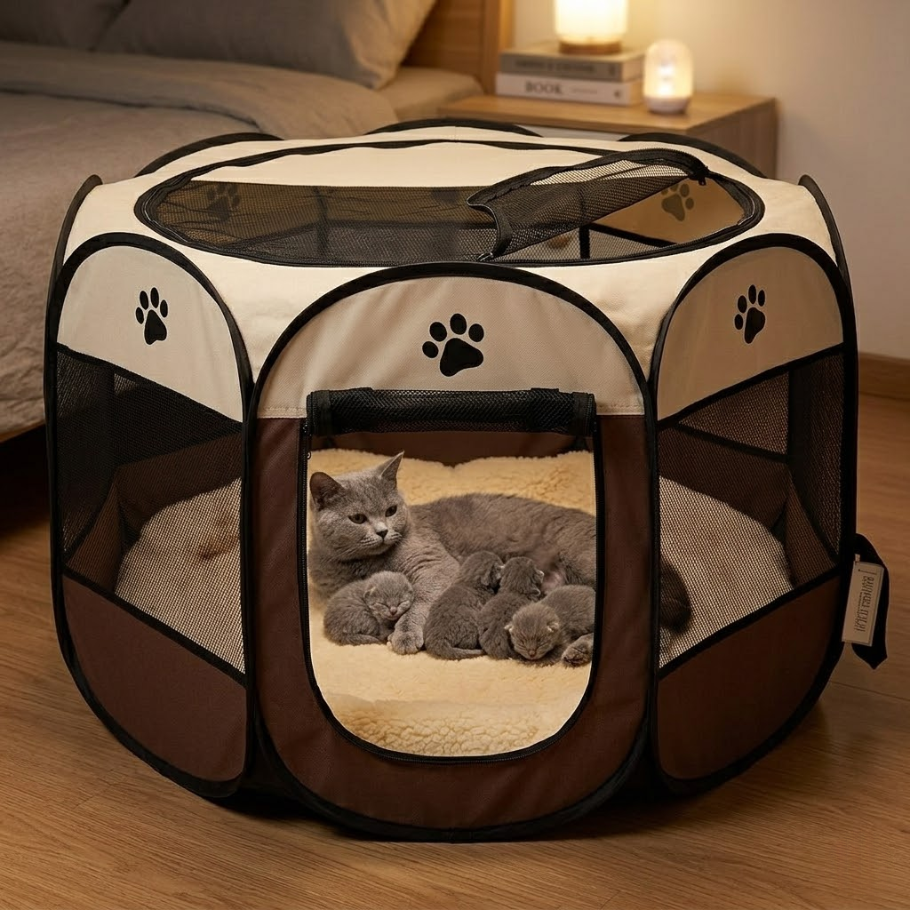 Foldable Mesh Pet Tent and Delivery Room