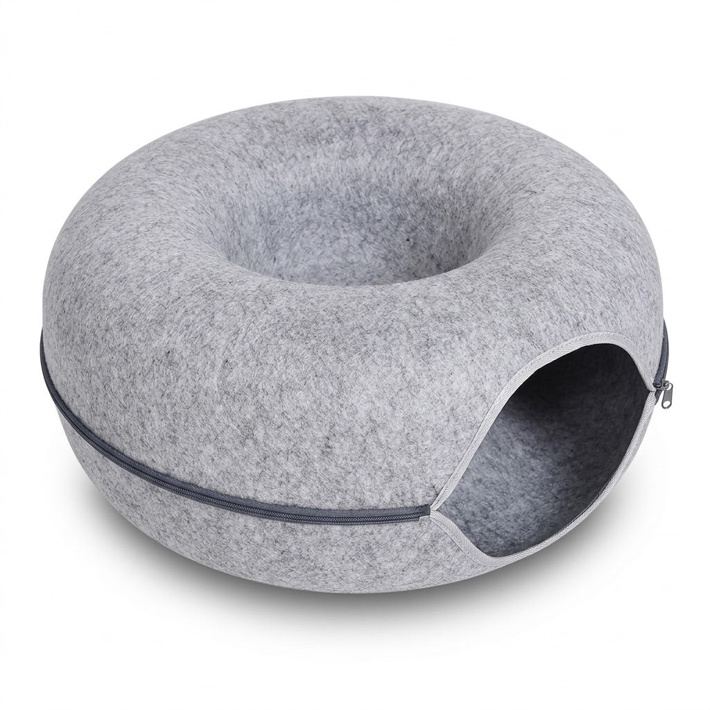 Premium Felt Donut Cat Bed & Play Tunnel